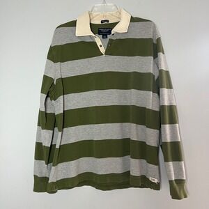 American Eagle Mens Vintage Slim Fit Rugby Polo Shirt Striped Large 90's Y2K VTG